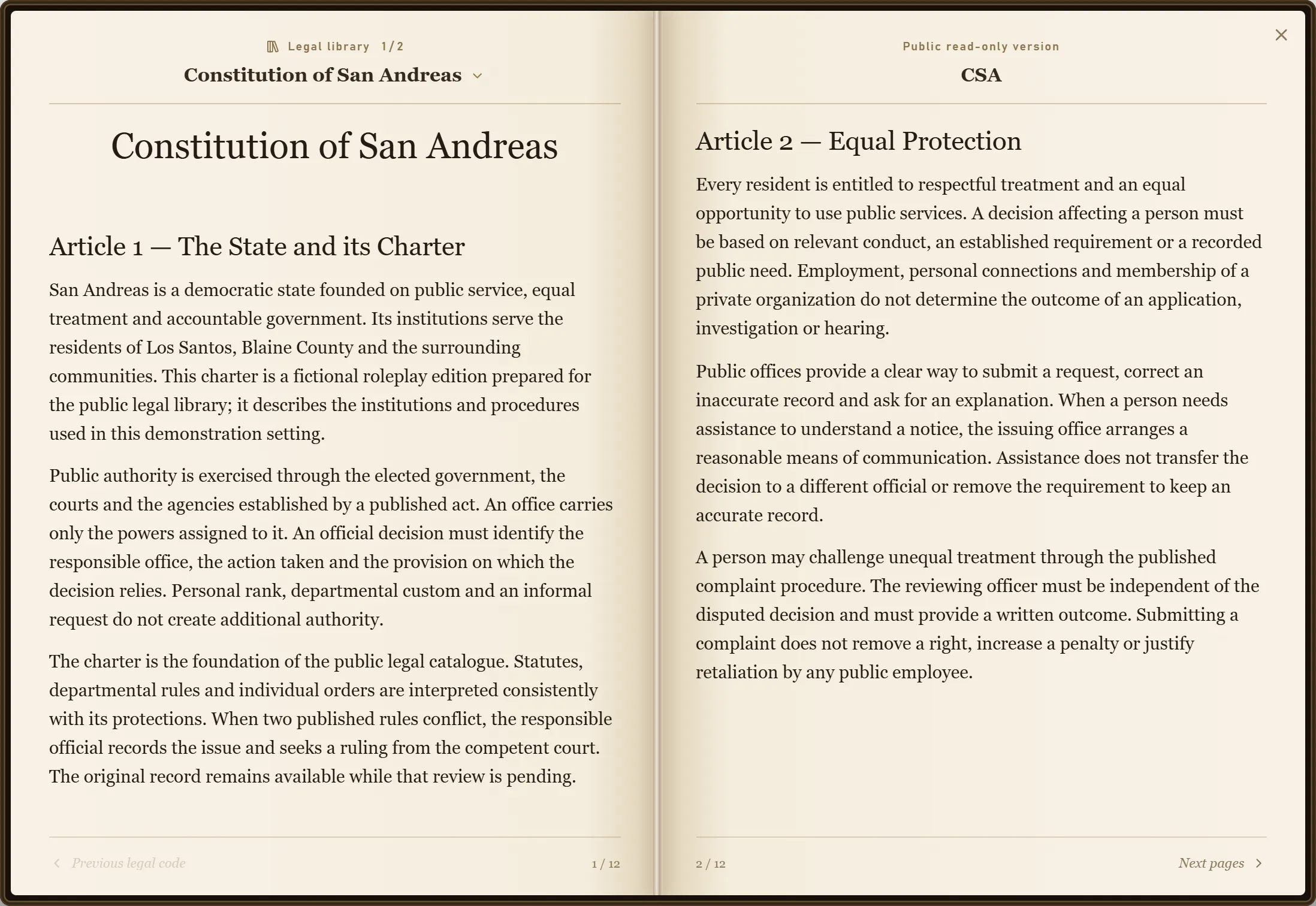 Public legal-code reader