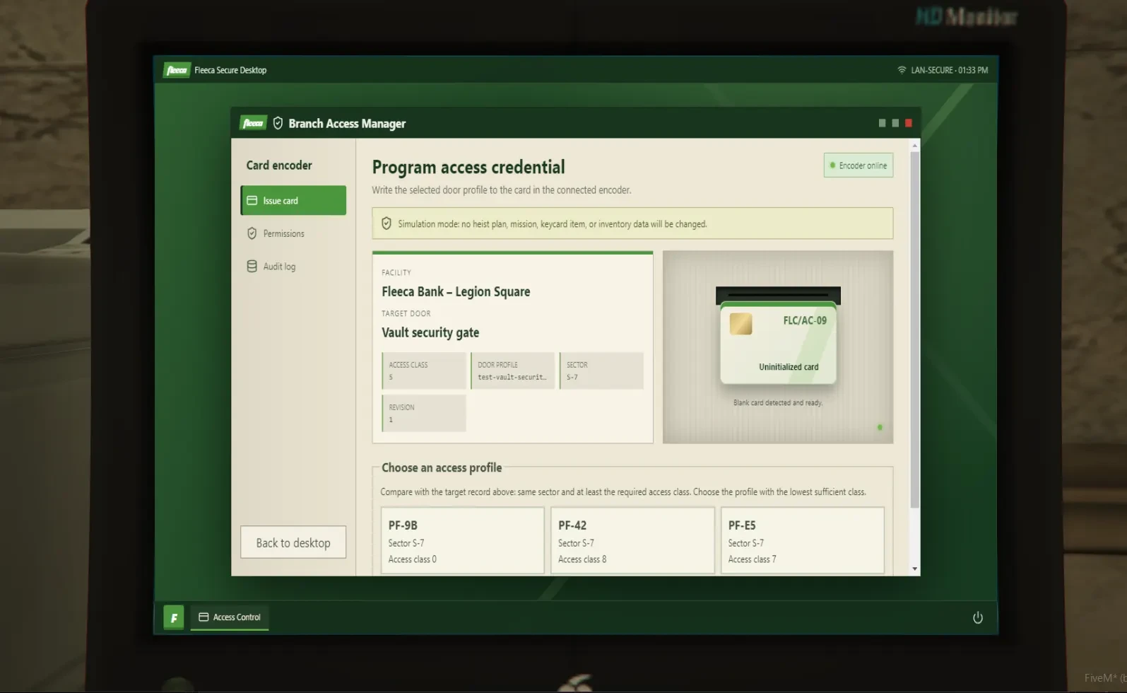 Player-facing heist planning and preparation interface