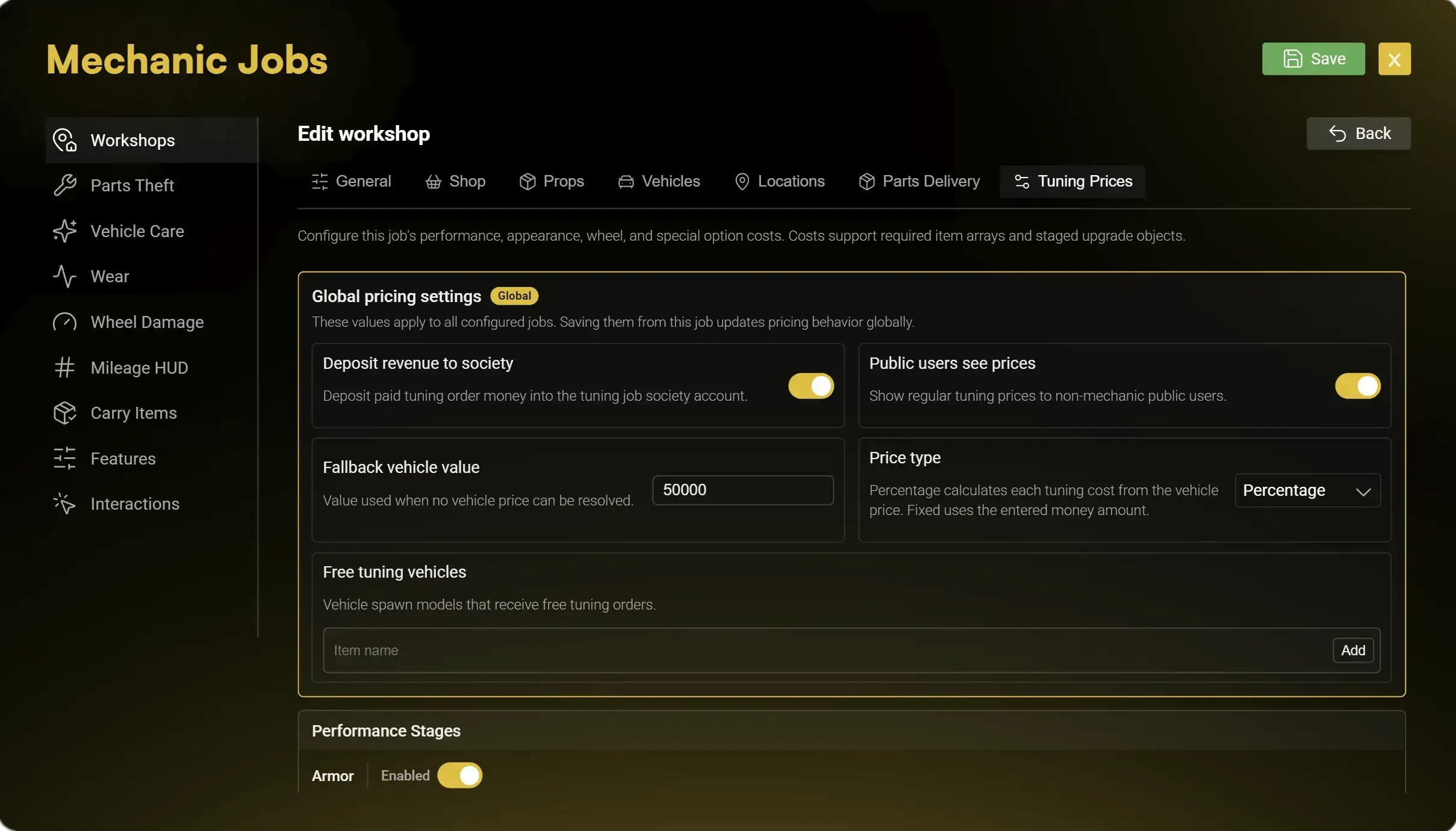 In-Game Configuration