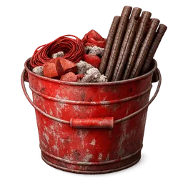 Transparent PNG of the GTA V item a_image_of_materials_with_iron_bars_in_a_bucket_color_theme_red