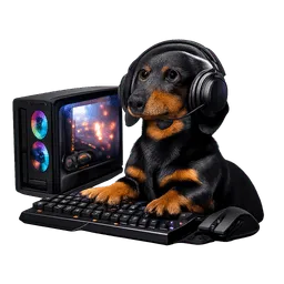 Transparent PNG of the GTA V item a_sausage_dog_playing_on_a_pc