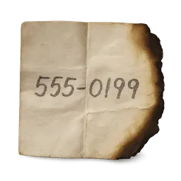 Transparent PNG of the GTA V item a_small_slip_of_paper_with_a_phone_number_slightly_burnt_and_folded_so_the_full