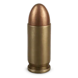 Transparent PNG of the GTA V item ammo_9mm_high_quality_front_3_4_view_angled_perspective_style_realistic