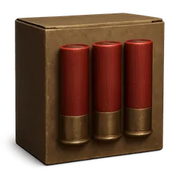 Transparent PNG of the GTA V item ammunation_box_with_3_sandbag_shotgun_shells_on_the_front_of_the_box