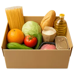 Transparent PNG of the GTA V item an_open_cardboard_box_containing_various_food_items_such_as_packets_of_pasta_flo