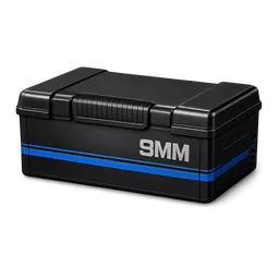 Transparent PNG of the GTA V item black_9mm_ammo_box_police_issue_blue_accents_tactical_premium_realistic_isolated