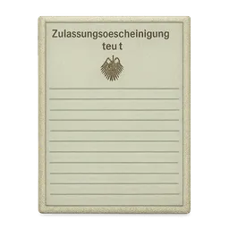 Transparent PNG of the GTA V item realtsiches_zulassung_teil_1_fahrzeugschein_1