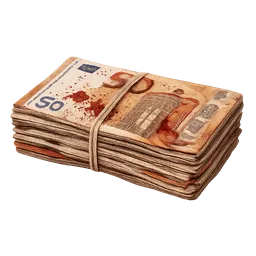 Transparent PNG of the GTA V item stack_of_50_euro_setels_thats_dirty_little_bit_blood_on_it_and_rubber_band_aroun