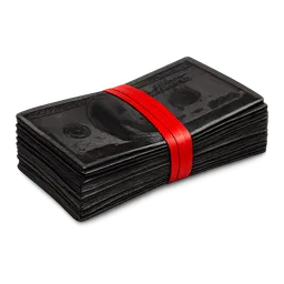 Transparent PNG of the GTA V item stolen_cash_bundle_black_dollar_bills_with_a_red_rubber_band_around_the_middle