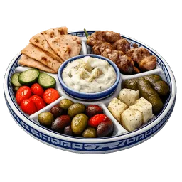 Transparent PNG of the GTA V item tapas_plate_in_greek_with_food