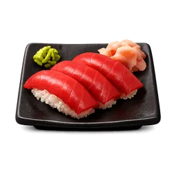 Transparent PNG of the GTA V item tuna_sushi_on_black_plate_with_wasabi_and_ginger_please