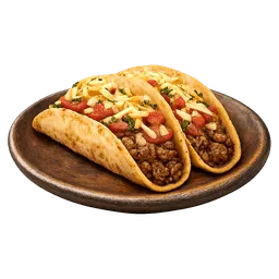 Transparent PNG of the GTA V item two_bent_tortilla_with_meat_salsa_and_grated_cheese_on_a_dirt_plate
