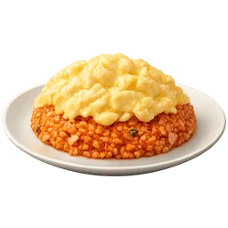 Transparent PNG of the GTA V item ultra_realistic_omnirice_on_a_plate_rice_on_the_bottom_and_creamy_scrambled_eggs