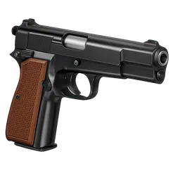 Transparent PNG of the GTA V item weapon_browning_hi_power_front_3_4_view_angled_perspective