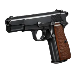 Transparent PNG of the GTA V item weapon_browning_hi_power_front_3_4_view_angled_perspective_1