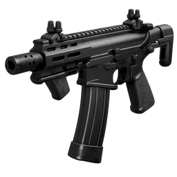 Transparent PNG of the GTA V item weapon_db9_black_big_front_3_4_view_angled_perspective