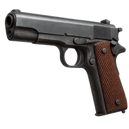 Transparent PNG of the GTA V item weapon_pistol_colt_1911_front_3_4_view_angled_perspective