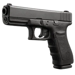 Transparent PNG of the GTA V item weapon_pistol_glock20_front_3_4_view_angled_perspective