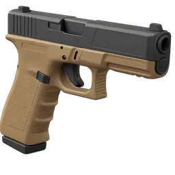 Transparent PNG of the GTA V item weapon_pistol_pf940_desert_color_front_3_4_view_angled_perspective