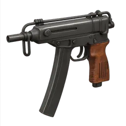 Transparent PNG of the GTA V item weapon_skorpion_front_3_4_view_angled_perspective