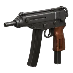 Transparent PNG of the GTA V item weapon_skorpion_front_3_4_view_angled_perspective_1