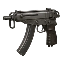 Transparent PNG of the GTA V item weapon_skorpion_front_3_4_view_angled_perspective_2