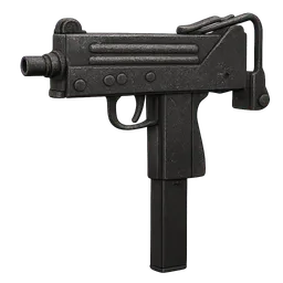 Transparent PNG of the GTA V item weapon_smg_mac_10_front_3_4_view_angled_perspective