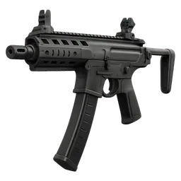 Transparent PNG of the GTA V item weapon_smg_sig_mpx_high_quality_front_3_4_view_angled_perspective_style_realisti