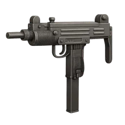 Transparent PNG of the GTA V item weapon_smg_uzi_high_quality_front_3_4_view_angled_perspective_style_realistic