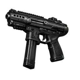 Transparent PNG of the GTA V item weapon_tecpistol_black_pointed_to_the_right_and_slightly_slanting_upwards