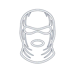 Transparent PNG of the GTA V item white_icon_of_a_balaclava_mask_thin_stroke_illustration_flat_2d_black_background